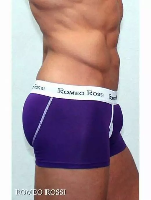 Набор эластичных боксеров на пришивной контрастной резинке фиолетового цвета (5шт) Romeo Rossi RTRR365-02